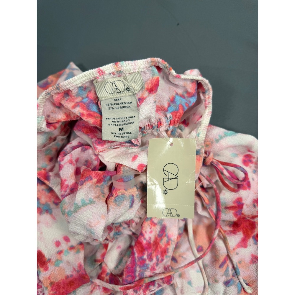 CAD Pink Tie Dye Halter Maxi Dress Smocked Empire Waist Size Medium - Picture 5 of 5